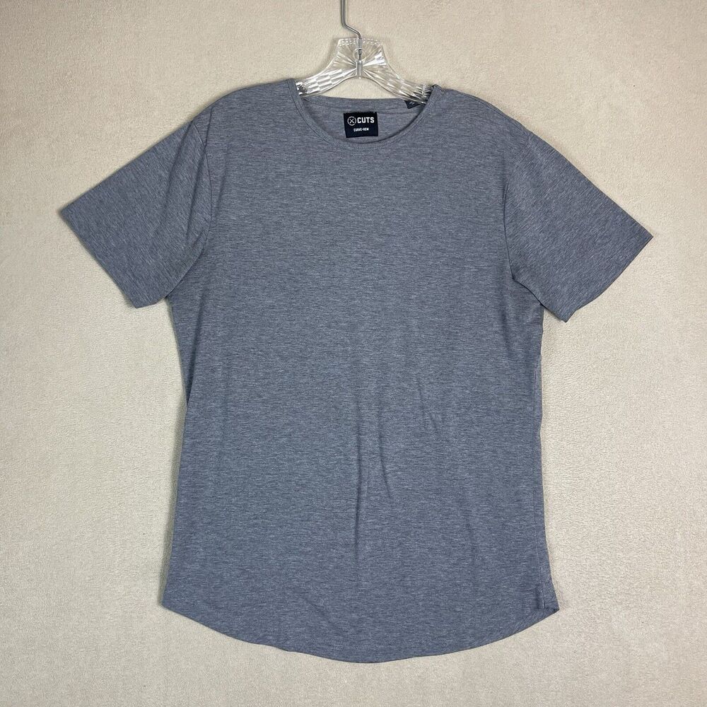 CUTS Clothing Shirt Mens Medium Gray Curve Hem Pyca Pro Short Sleeve Stretch